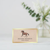 Carte De Visite Instructeur d'équitation Rustique Burlap Gold Foil (Debout devant)