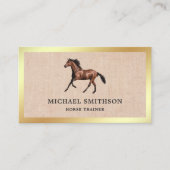 Carte De Visite Instructeur d'équitation Rustique Burlap Gold Foil (Devant)