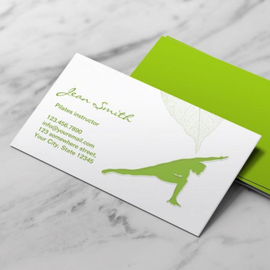 Carte de visite instructeur du Pilates vert printe