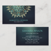 Carte De Visite Instructeur élégant de yoga de Lotus de bleu et (Devant / Derrière)