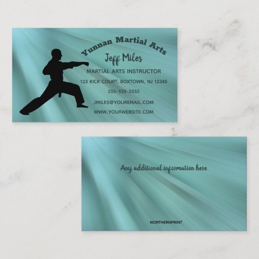 Carte De Visite Instructeur en arts martiaux modifiable (Devant / Derrière)