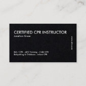 Carte De Visite Instructeur en RCR de santé et de sécurité (Dos)