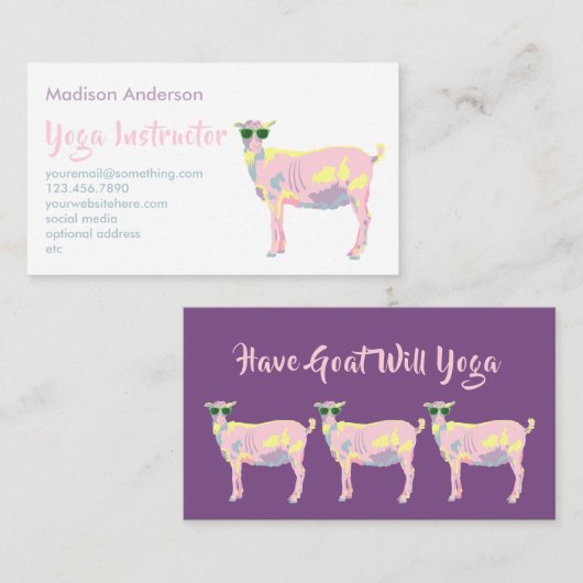 Carte De Visite Instructeur fait sur commande mignon de yoga de (Devant / Derrière)