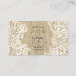 Carte De Visite Instructeur floral de yoga de boho de toile de