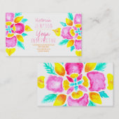 Carte De Visite Instructeur floral de yoga de mandala d'aquarelle (Devant / Derrière)
