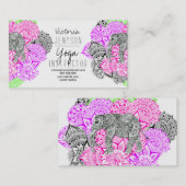Carte De Visite Instructeur floral de yoga de mandala d'éléphant (Devant / Derrière)