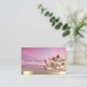 Carte De Visite Instructeur Gold Lotus Flower Beach (Debout devant)