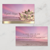 Carte De Visite Instructeur Gold Lotus Flower Beach (Devant / Derrière)