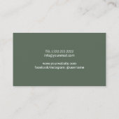 Carte De Visite Instructeur Golf Swing Coach Sage Green (Dos)