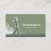 Carte De Visite Instructeur Golf Swing Coach Sage Green (Devant)