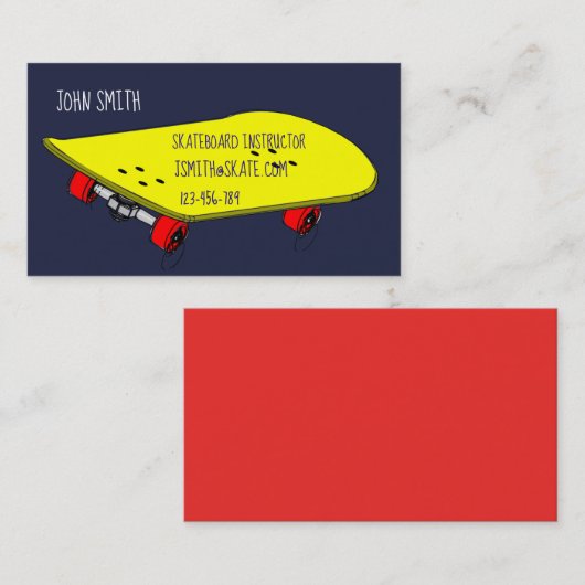Carte De Visite Instructeur indépendant de professeur de planche à (Devant / Derrière)