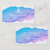 Carte De Visite Instructeur indépendant de yoga de rose à la mode (Devant / Derrière)