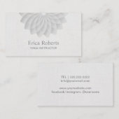 Carte De Visite Instructeur Lotus blanc chic de yoga floral (Devant / Derrière)