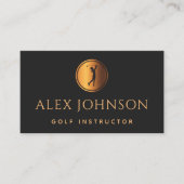 Carte De Visite Instructeur professionnel de golf Gold Noir Silhou (Devant)