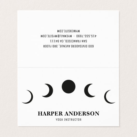 Carte De Visite Instructeur professionnel de yoga Lune noire (Extérieur déplié)