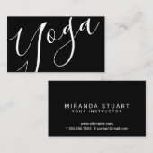 Carte De Visite Instructeur professionnel moderne de Yoga noir (Devant / Derrière)