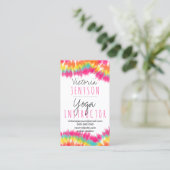 Carte De Visite Instructeur turquoise de yoga d'aquarelle de rose (Debout devant)