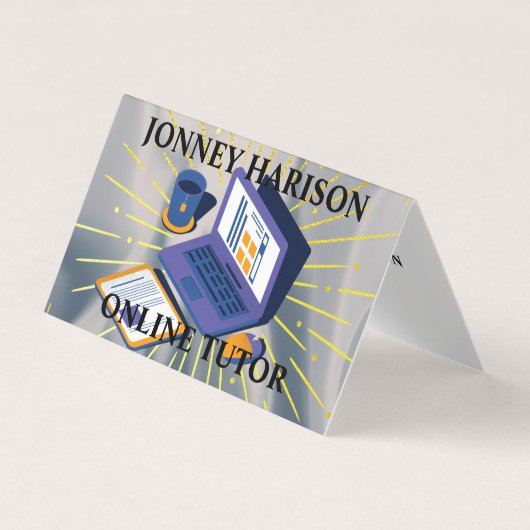 Carte De Visite Instructeur Tutor en ligne Virtual Learning Silver (Devant)