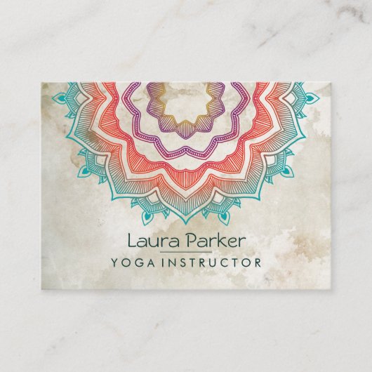 Carte De Visite Instructeur vert de yoga d'art de mandala (Devant)