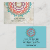 Carte De Visite Instructeur vert de yoga d'art de mandala (Devant / Derrière)