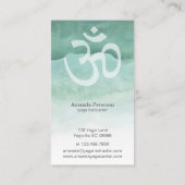 Carte De Visite Instructeur vert de yoga d'Ombre OM d'aquarelle (Dos)