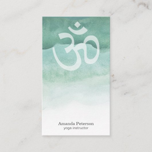Carte De Visite Instructeur vert de yoga d'Ombre OM d'aquarelle (Devant)