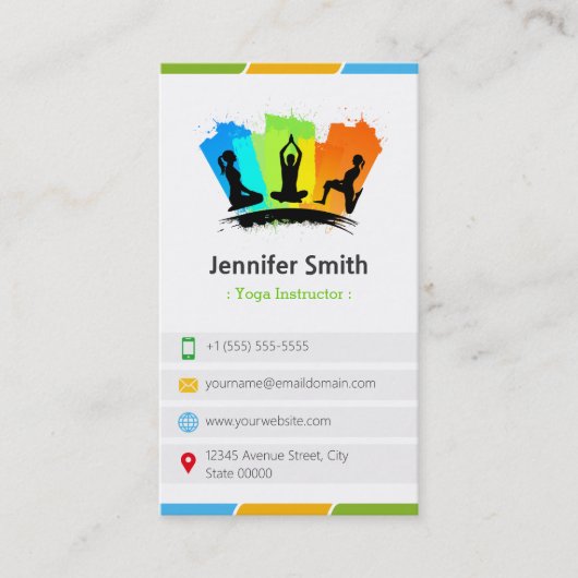 Carte De Visite Instructeur YOGA - Créatif coloré (Devant)