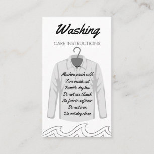 Carte De Visite Instruction de lavage de chemise à col à manches l