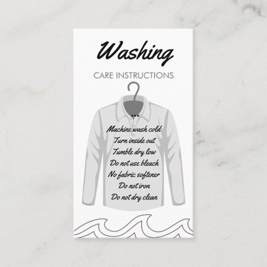 Carte De Visite Instruction de lavage de chemise à col à manches l (Devant)