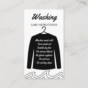 Carte De Visite Instruction de lavage de chemise noire à manches l