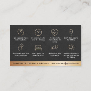 Carte De Visite Instruction de remplissage Botox Gold de luxe