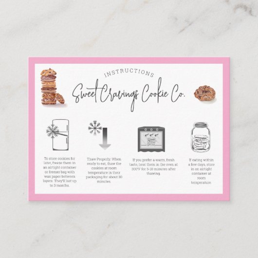 Carte De Visite Instruction de soin des cookies (Devant)