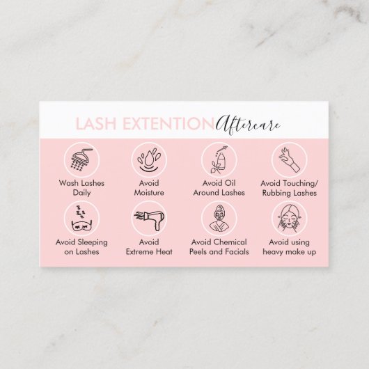 Carte De Visite Instruction de soins après extension de cils (Dos)