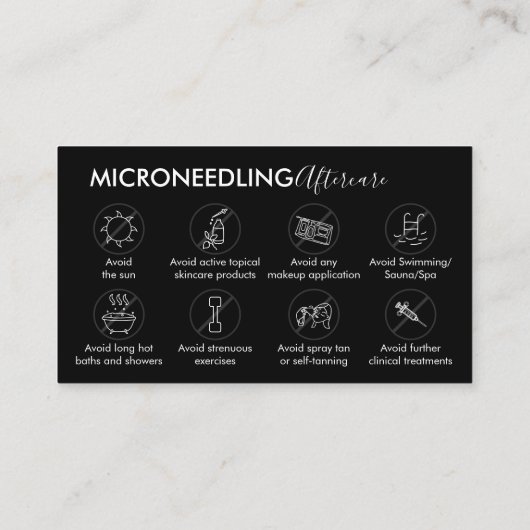 Carte De Visite Instruction de soins post-microneedling noir (Dos)