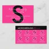 Carte De Visite Instruction de soins post-microneedling rose néon (Devant / Derrière)
