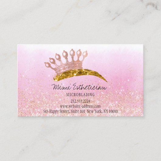 Carte De Visite Instruction de suivi Eyebrow Crown Rose Gold Logo (Devant)