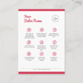 Carte De Visite Instruction PMU pour les soins postérieurs à la lè (Dos)