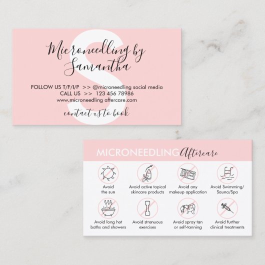 Carte De Visite Instruction post-traitement de microneedling (Devant / Derrière)