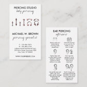 Carte De Visite Instruction sur le perçage des oreilles (Devant / Derrière)