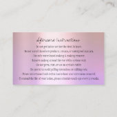 Carte De Visite Instruction sur les soins postérieurs Rose de la C (Dos)