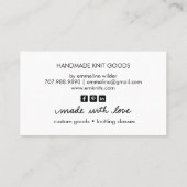 Carte De Visite Instruction Tricot Et Tricot (Dos)