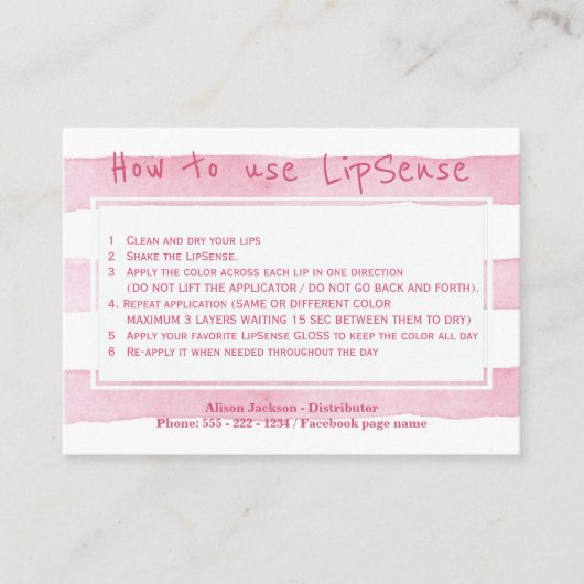 Carte De Visite Instructions d'application du distributeur de prod (Devant)