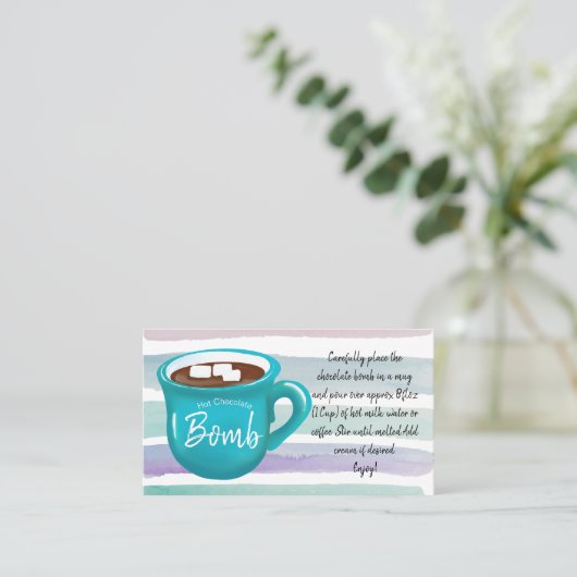 Carte De Visite instructions de la bombe chocolat chaud demande d' (Debout devant)