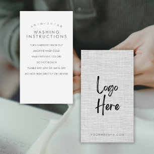 Carte De Visite Instructions de lavage de logo en tissu gris moder