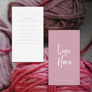 Carte De Visite Instructions de lavage de logo rose blush minimali
