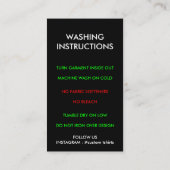 Carte De Visite Instructions de lavage de vêtements à la demande (Dos)