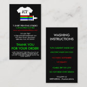 Carte De Visite Instructions de lavage de vêtements à la demande (Devant / Derrière)