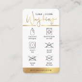 Carte De Visite Instructions de lavage du logo blanc et or (Devant)