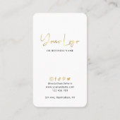 Carte De Visite Instructions de lavage du logo blanc et or (Dos)