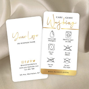 Carte De Visite Instructions de lavage du logo blanc et or